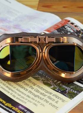 摩托车复古风镜个性眼镜骑行防风防沙空军护目镜经典二战头盔眼镜