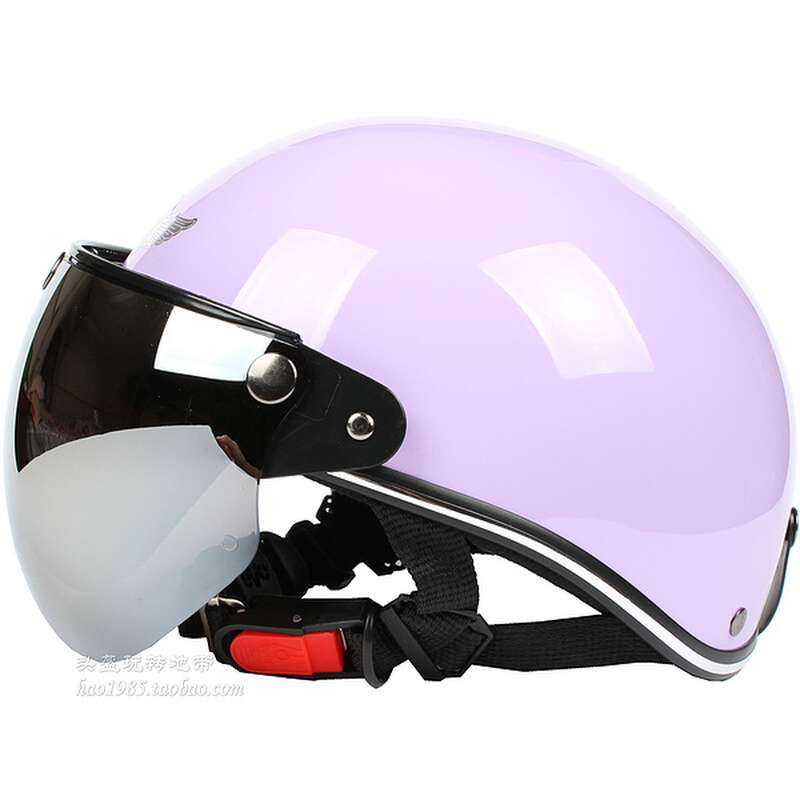 。台湾EVO全纯紫色哈雷电动摩托车头盔男女通用防晒紫外线夏四季