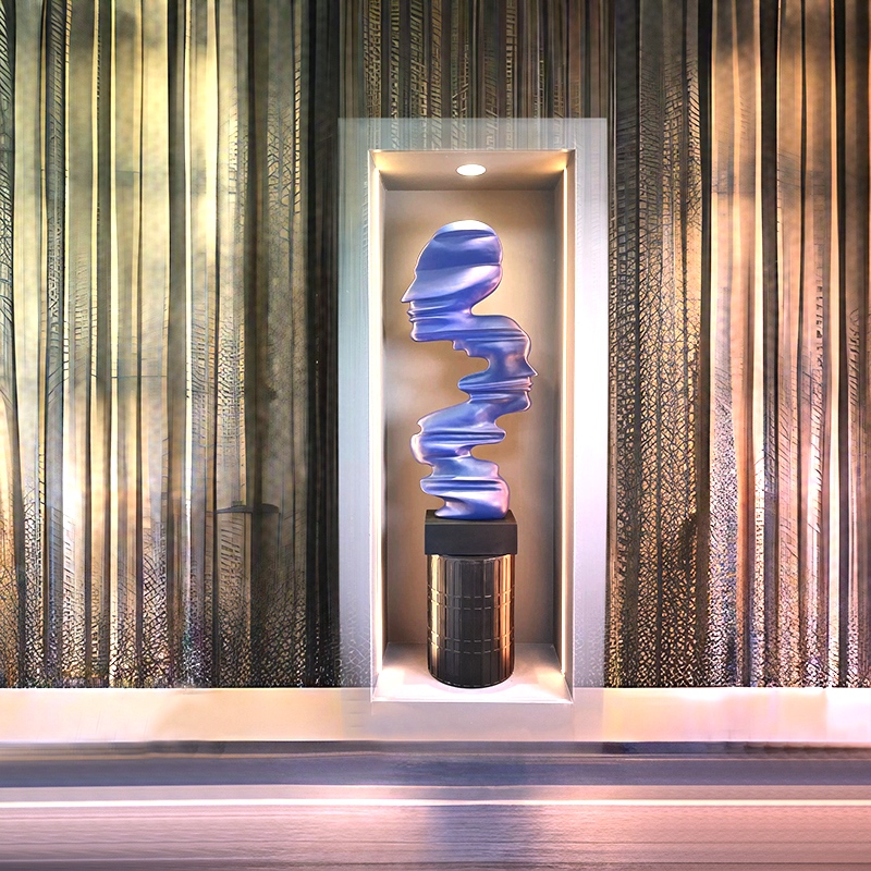 北欧雕塑酒店别墅电视柜橱窗蓝色艺术抽象人物落地装饰底座大摆件