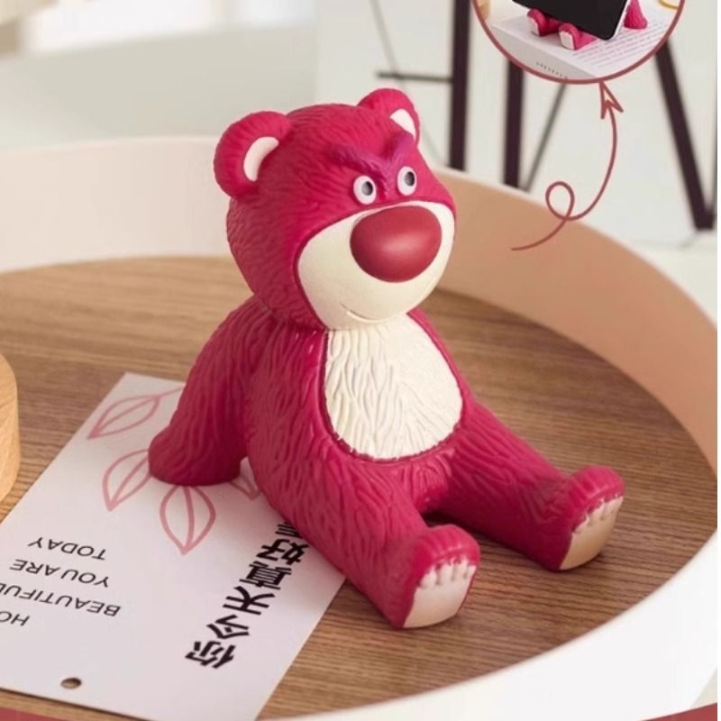 新款网红创意草莓熊手机架支架平板ipad通用家用可爱少女粉色卡通桌面萌趣摆件装饰懒人神器底座落地暴力熊