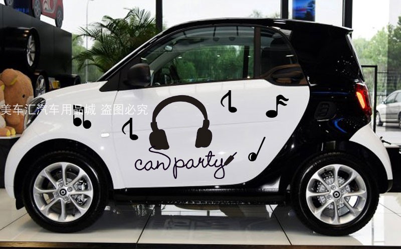 比亚迪e1电动汽车贴纸卡通可爱耳机微型车身贴欧拉R1划痕遮挡装饰