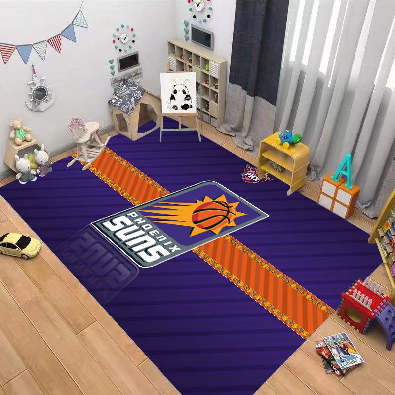 篮球主题房间卧室床边水晶绒地毯垫NBA湖人勇士太阳快船球队标志
