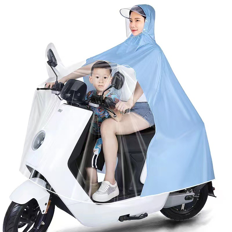 母子亲子电动电瓶摩托车雨衣长款全身防暴雨少儿新款男女双人雨披