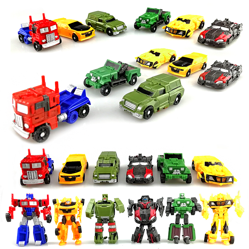 儿童迷你变形玩具小汽车机器人模型摆件擎天黄蜂坦克装甲金刚拼装