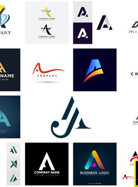 艺术字母A创意图标大小写字母Aa企业LOGO标志设计矢量图AI素材