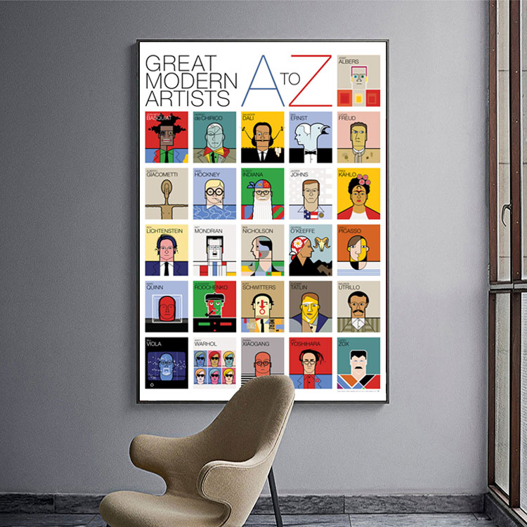 看懂所有艺术家A-Z装饰画 现代画家肖像抽象美术插画平面设计海报