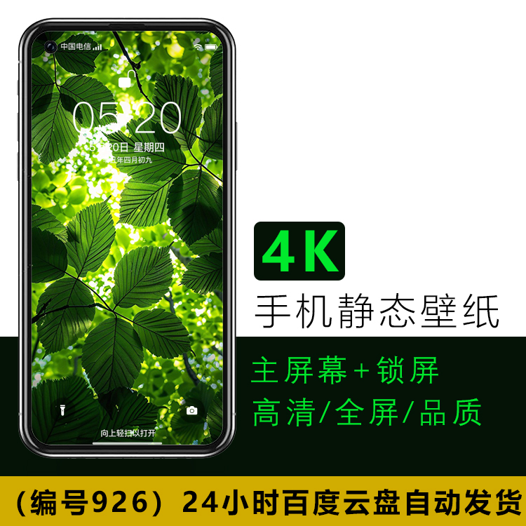 绿色植物树叶治愈 苹果安卓锁屏主屏幕4K手机静态壁纸jpg下载