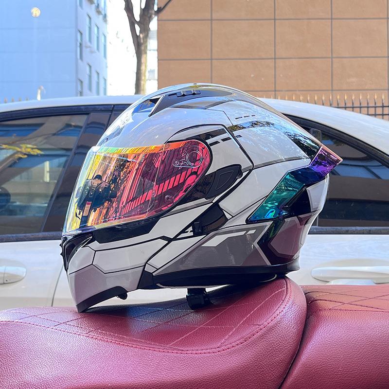 2024新款Orz3C认证摩托车头盔男女揭面盔双镜冬季尾翼半全覆式四