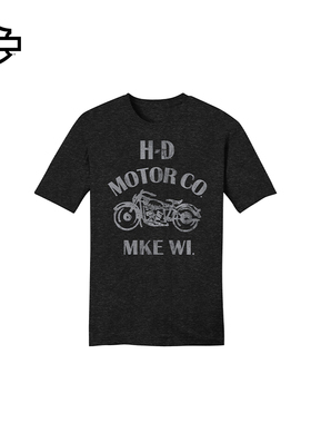 哈雷戴维森Vintage Spirit T恤摩托车骑行男生夏季字母印花半袖