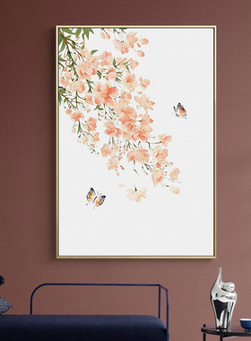 中式蝴蝶梅花花卉风景山水装饰画客厅餐厅背景墙壁画卧室床头挂画