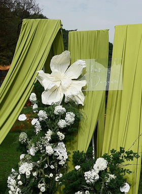 婚庆吊顶弹力布料双面牛奶丝绿色布幔背景布舞台装饰布婚礼堂布置