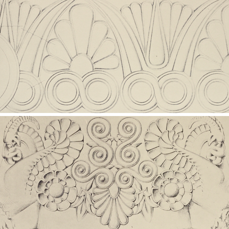 古代希腊庞贝建筑装饰花纹纹样雕塑纹理图案高清图片复古设计素材