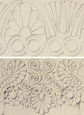 古代希腊庞贝建筑装饰花纹纹样雕塑纹理图案高清图片复古设计素材