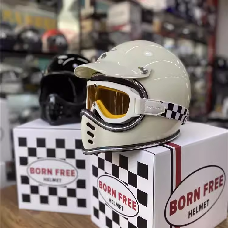 正品bornfree moto3复古小盔体山地越野全盔 美式硬汉摩托车头盔