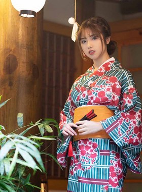 日式复古和风浴衣传统日系改良和服单层小纹日料店旅拍写真长袍女