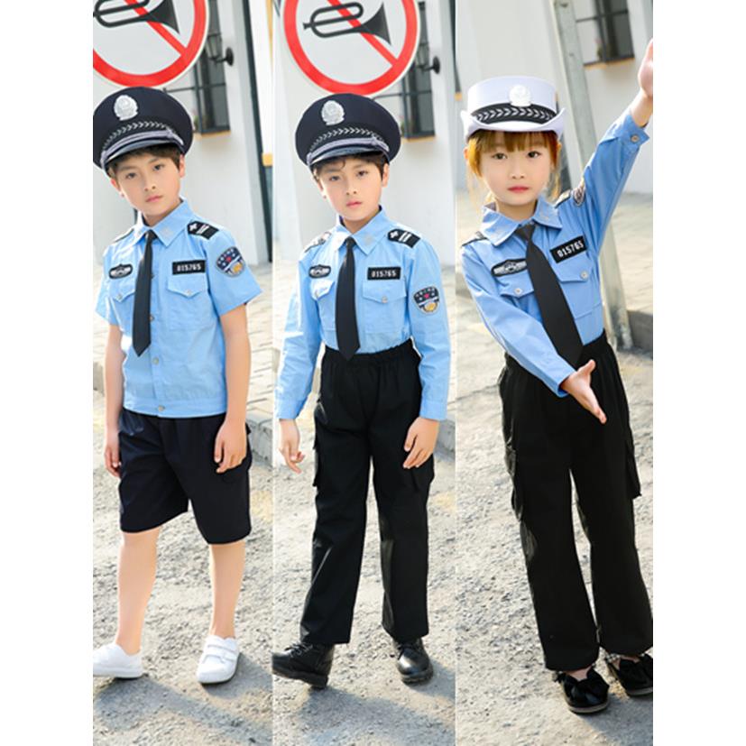 儿童小警察表演服小警官小交警套装制服男女童道路指挥小交警服装