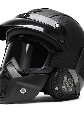 3C认证复古摩托车头盔安全帽四分之三盔男女四季通用巡航机车半盔