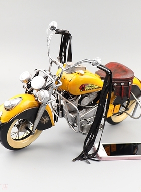 仿真印第安摩托车模型铁皮工艺品怀旧酒吧客厅橱窗柜收藏装饰摆件