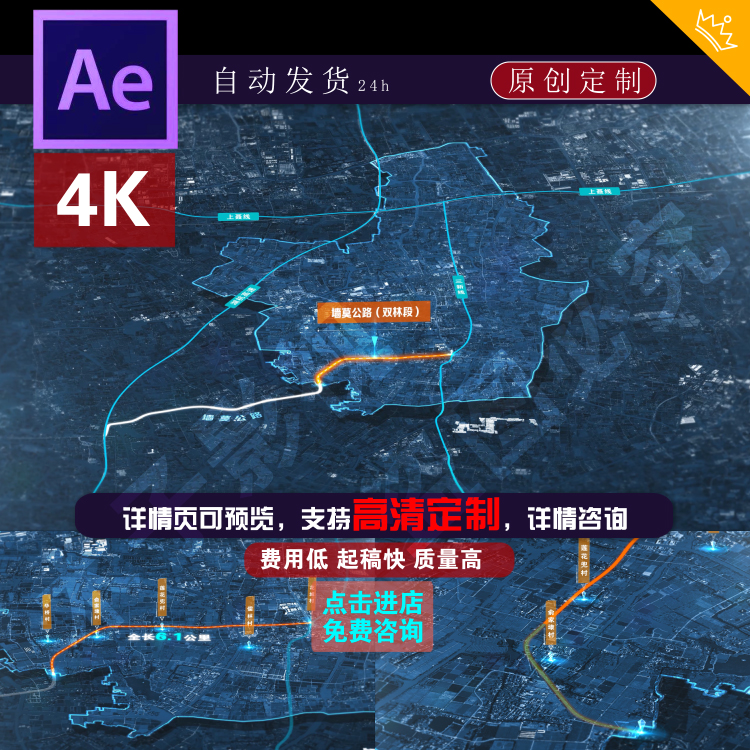 浙江湖州南浔双林镇卫星地图ae模板墙莫公路网规划定制代做