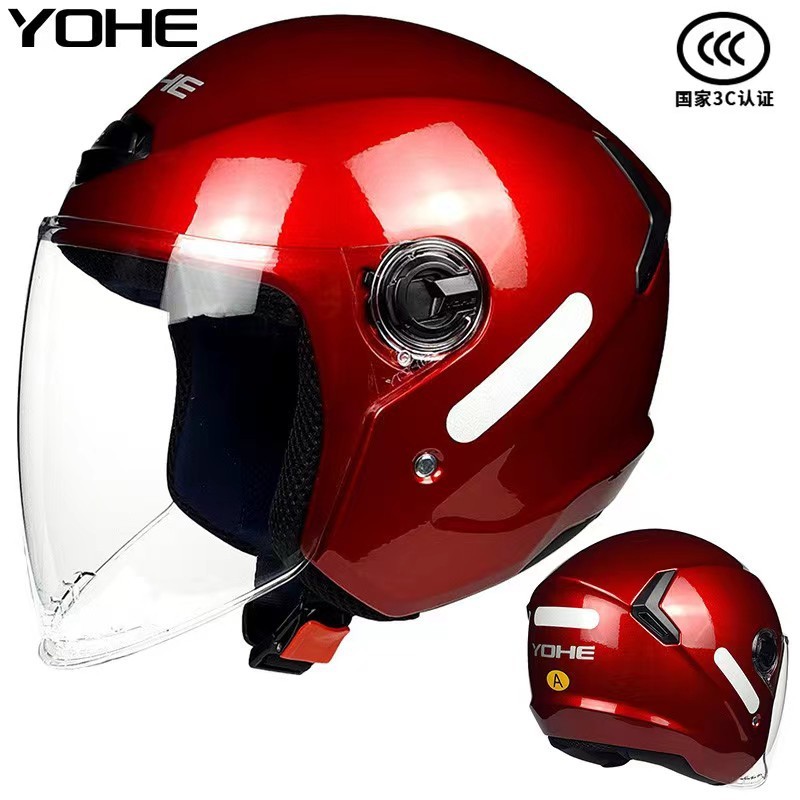 新款永恒头盔3C认证Y30男女通用摩托车电动车半盔冬季保暖安全帽