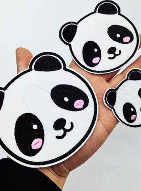 可爱熊猫刺绣布贴卡通动物图案衣服贴补丁贴手账包装饰贴自粘贴花
