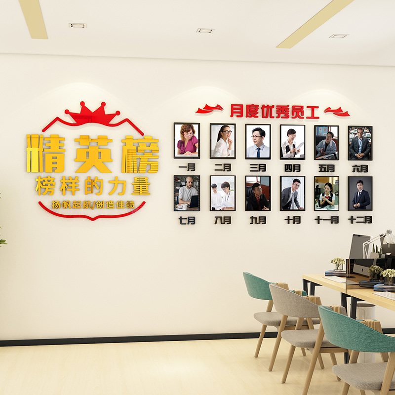 荣誉墙展示墙设计定制办公室墙面装饰优秀员工形象照片墙企业文化