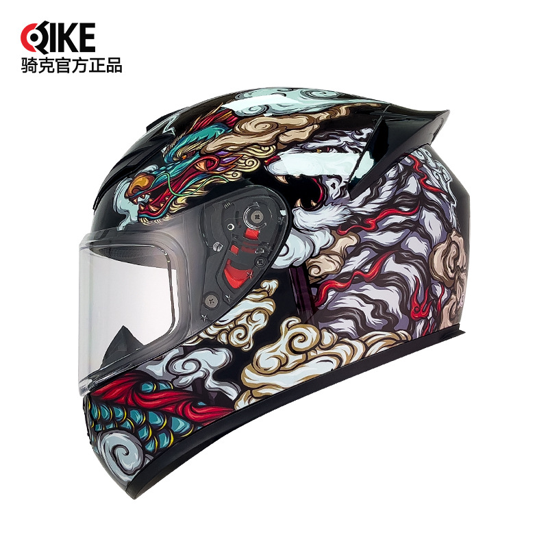 骑克摩托车头盔男女冬季个性电动车安全帽四季骑士蓝牙机车全盔