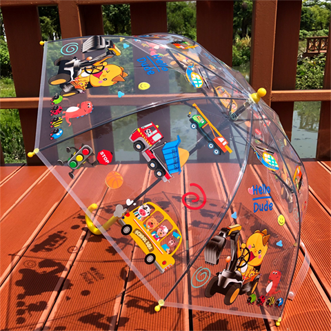 新品儿童雨伞透明伞工程队宇航员卡通创意可爱宝宝幼儿园男孩小伞