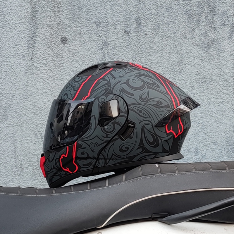 新3C认证ORZ摩托车蓝牙揭面盔双镜片头盔男女摩旅全盔四季尾翼