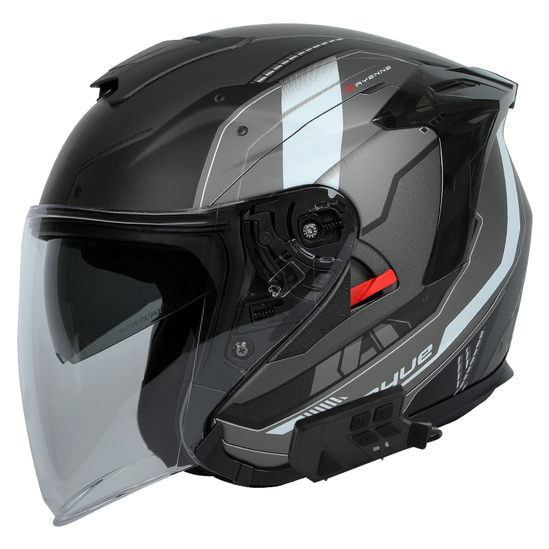 摩托车头盔3c认证半盔带蓝牙耳机四季骑行机车双镜片四分之三3/4