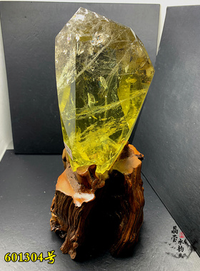 一物一图 黄水晶 天然黄晶柱摆件 原石打磨 块状 晶体透 赠送底座