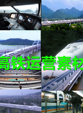 中国和谐号高铁动车组列车行驶高铁站台车厢铁轨桥梁视频素材