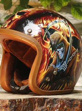 四分之三盔头盔摩托车机车半盔男女半盔机车覆盖摩托车