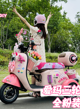 爱玛电动三轮车装饰米悦家用小型电瓶车米可改造可爱女配件大全