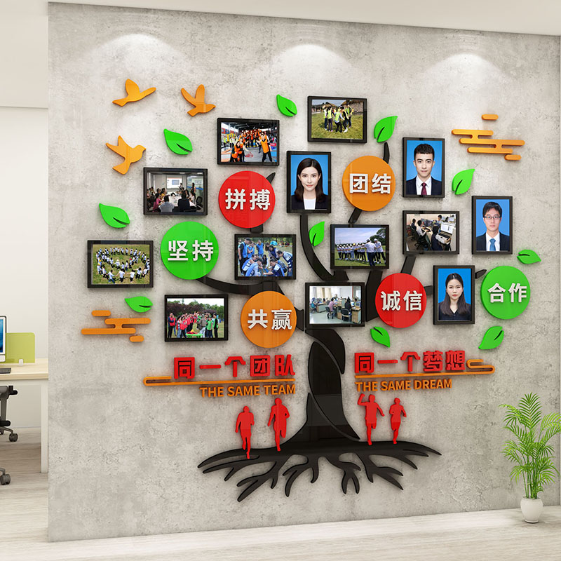 员工风采展示墙公司团队照片形象墙贴办公室墙面装饰企业文化设计
