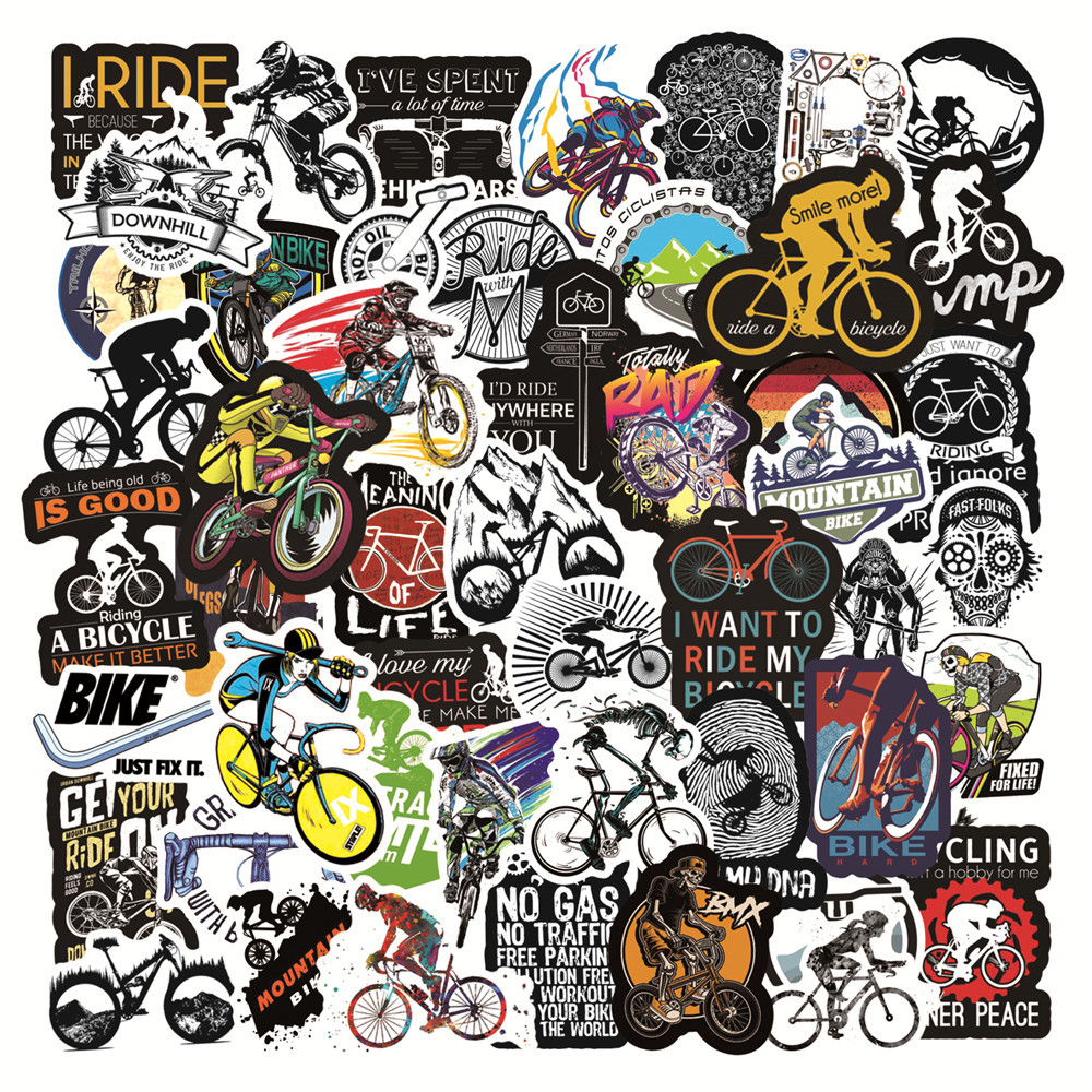 50张户外山地越野自行车涂鸦贴纸行李箱摩托拉杆箱头盔笔记本贴画