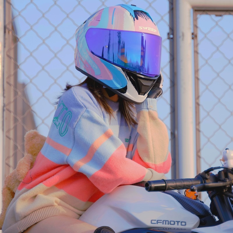 SWEEP摩托车头盔碳纤维骑行机车全盔男女骑士装备全覆式个性四季