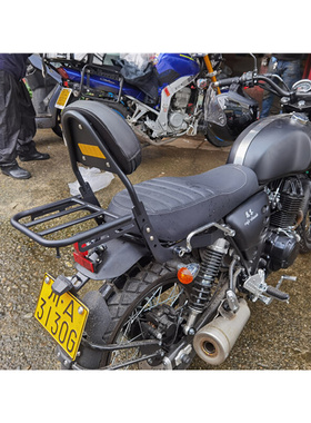 适用幽于客UK250摩托车的黑色矮靠组合+x黑色后货架组合
