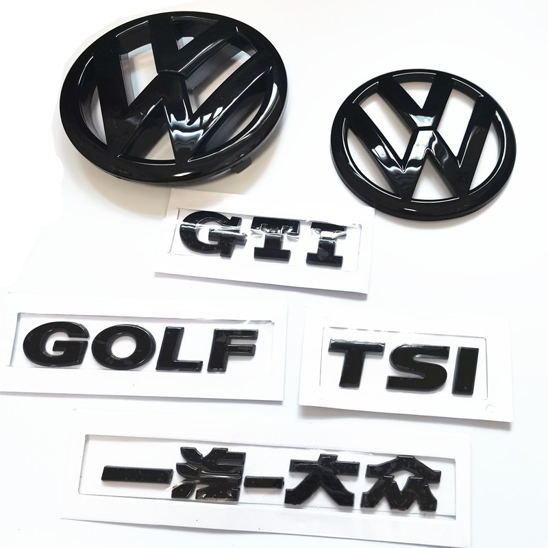 大众高尔夫6车标贴黑色中网灯前标车尾GTI GOLF字母贴标志贴改装