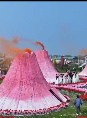 大型户外网红打卡火山求婚告白文旅街景区情人节玫瑰花熊农庄雕塑
