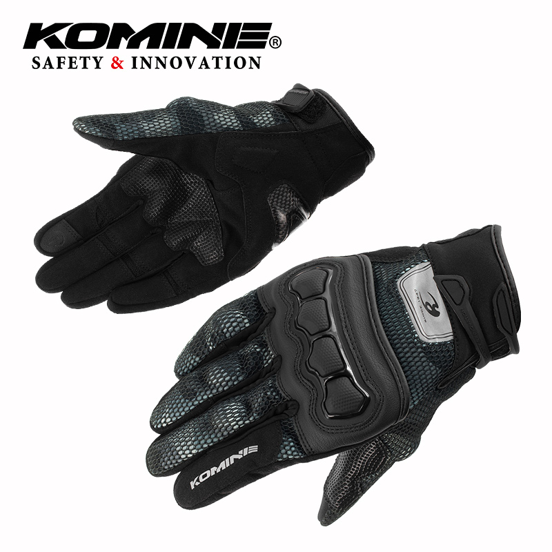 日本KOMINE 夏季3D网眼碳纤维高防护摩托骑士骑行手套男女GK-2153