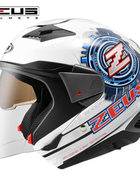 台湾ZEUS瑞狮头盔男摩托车半盔四季通用双镜片3C认证安全帽3/4盔
