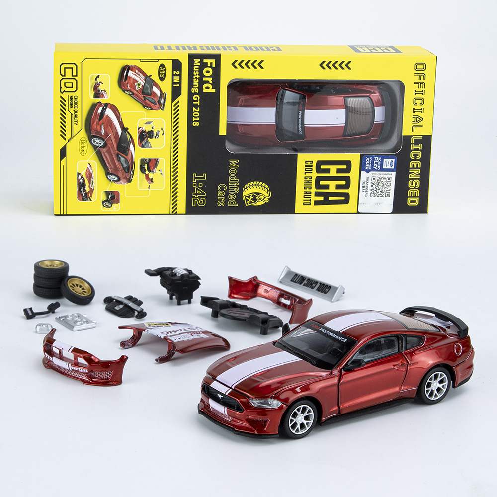 新款1/42彩珀福特野马GT赛车合金汽车儿童玩具男静态拼装模型盒装