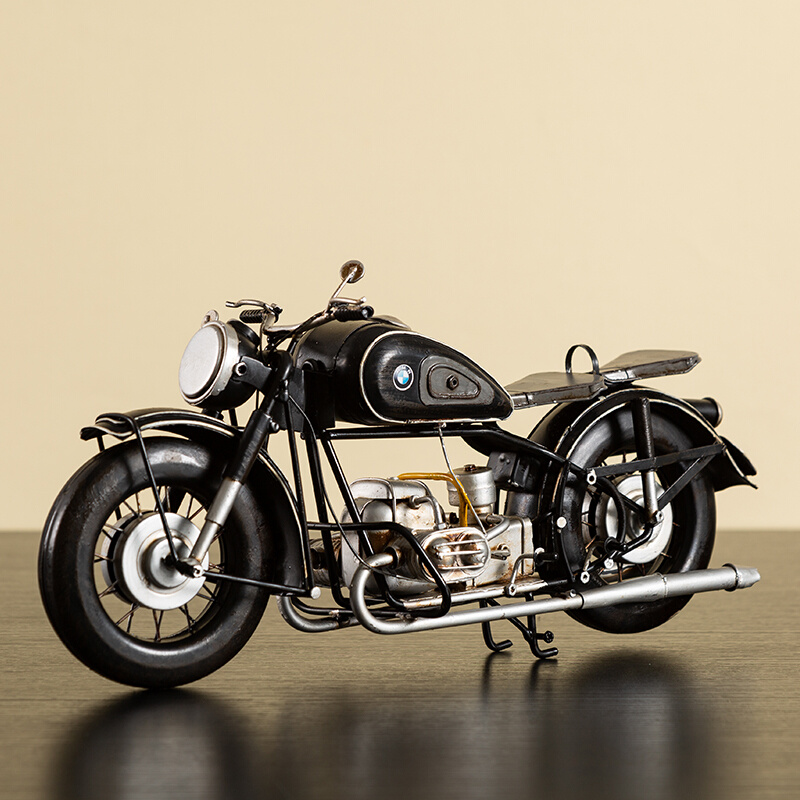 创意摩托车模型摆件哈雷复古怀旧铁艺手工工艺品电视柜装饰品送礼