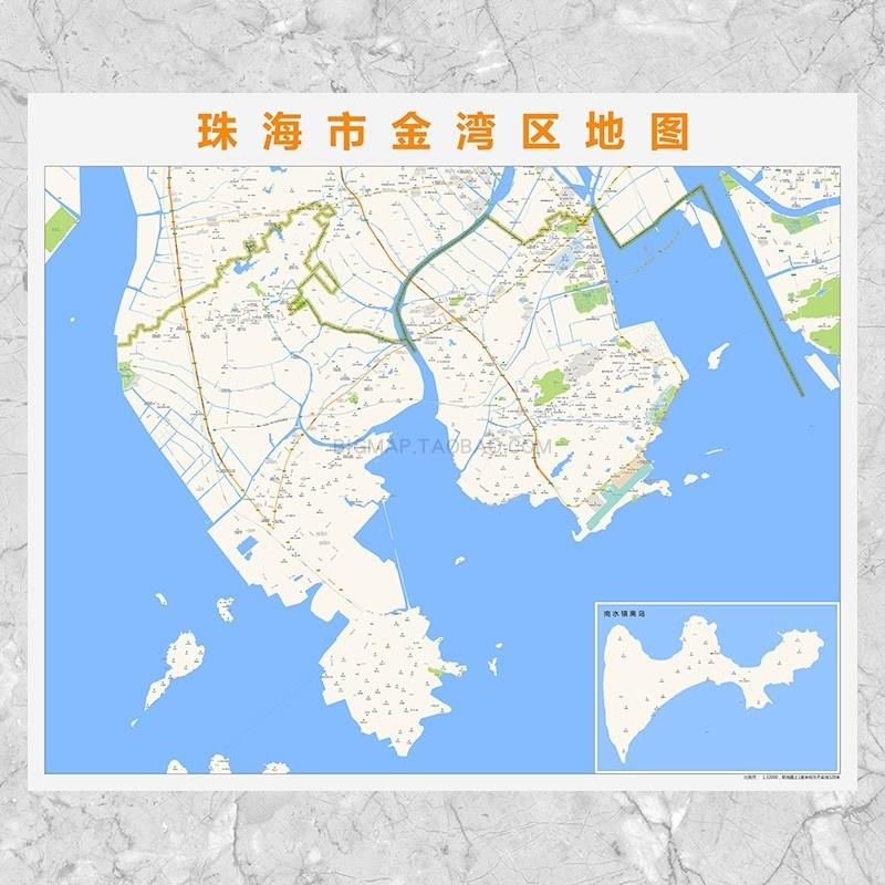 珠海市金湾区地图2022高清定制城市交通卫星影像办公会议室挂图