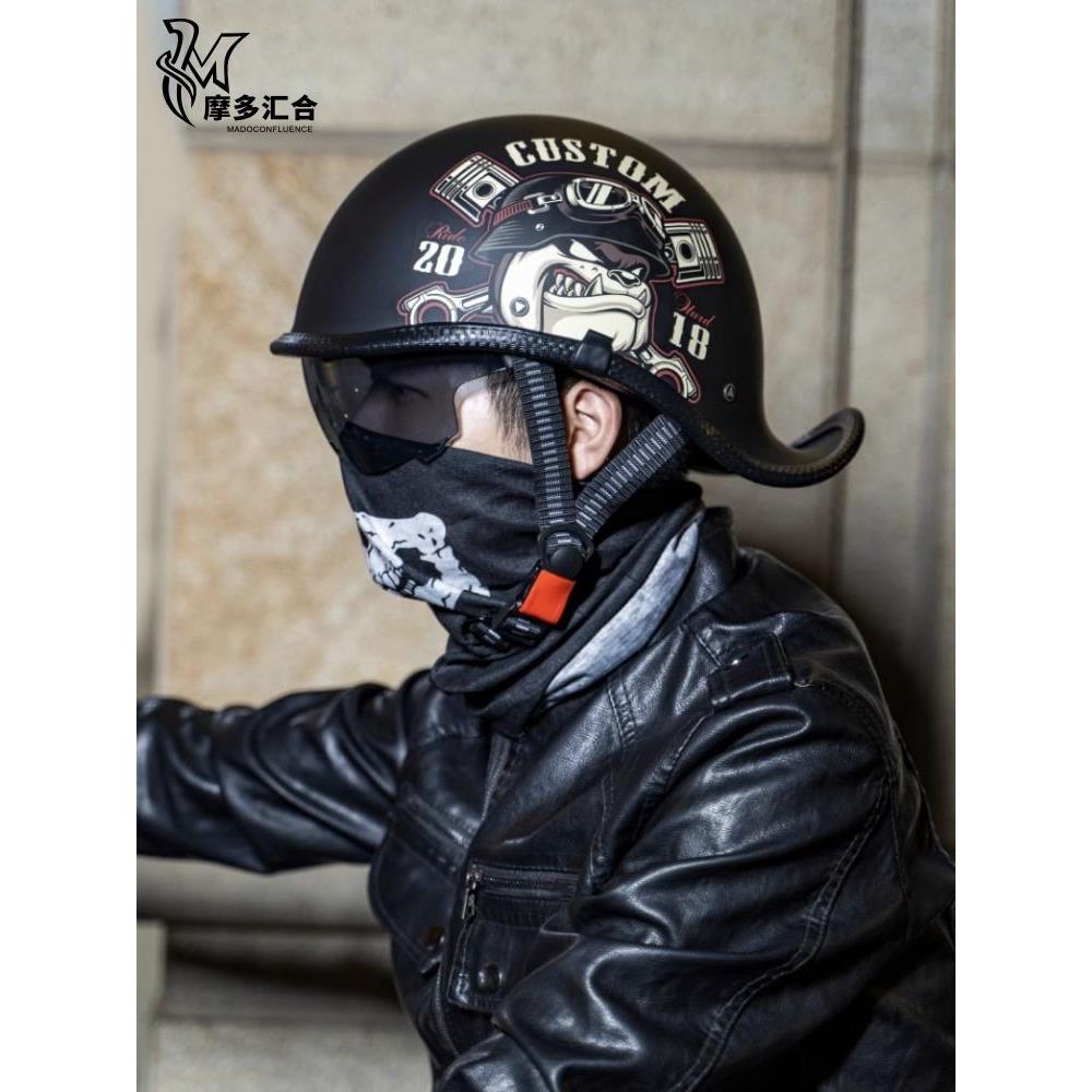 电动车新国标3C半盔男夏季头盔复古摩托车机车女四季个性盔安全帽