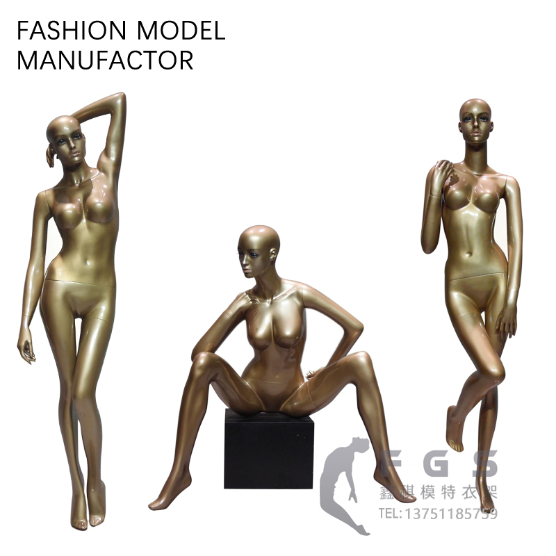 服装道具橱窗拍摄假人内衣模特胸罩内裤展示模型金色女全身泳衣架