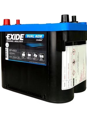 原装进口EXIDE埃克赛德AGM卷绕蓄电池EP450适配越野汽车游艇电瓶