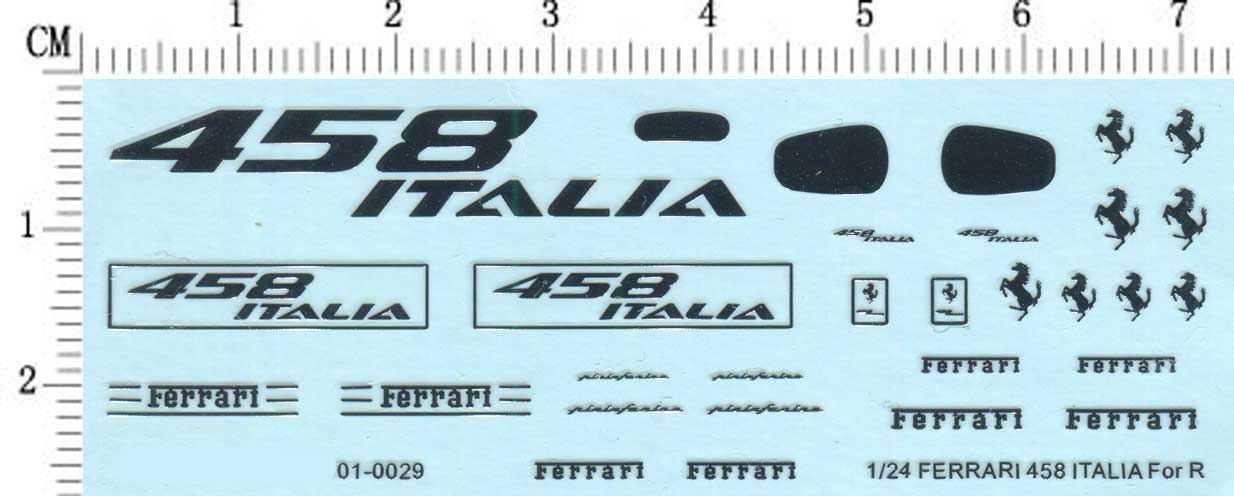01-0029 1/24 法拉利 458 车模型标志金属效果水贴纸  配 REVELL