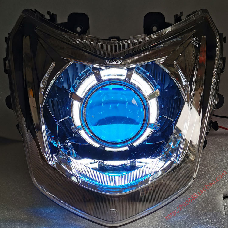 四代目 劲战大灯总成 林海极光摩托车改装LED双光透镜 新款天使眼
